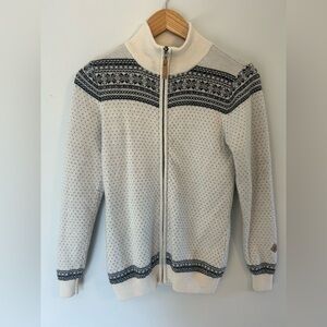 Icewear Wool Full-Zip Cream Nordic Pattern Icelandic Women's Sweater XS